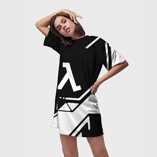 Женская длинная футболка Half life текстура геометрия / 3D-принт – фото 3