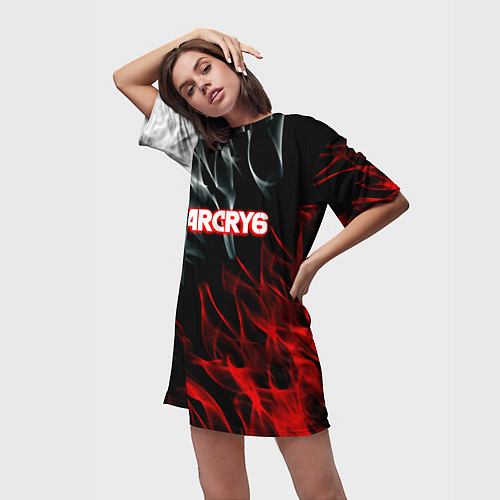 Женская длинная футболка Farcry flame / 3D-принт – фото 3