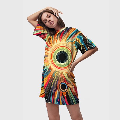 Женская длинная футболка Space abstraction - ai art / 3D-принт – фото 3
