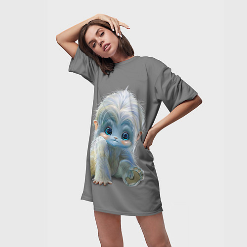 Женская длинная футболка Маленький йети / 3D-принт – фото 3