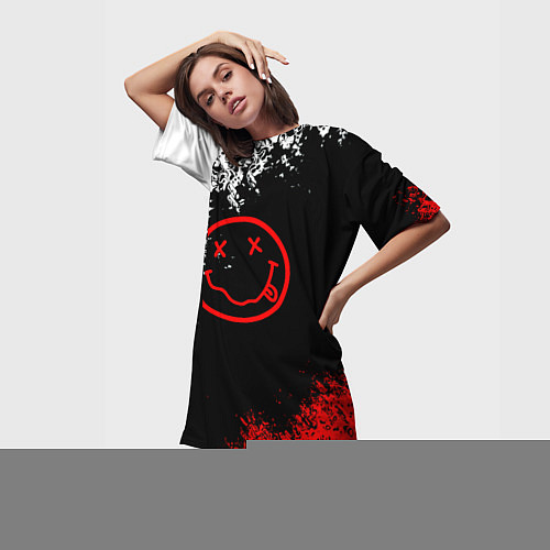 Женская длинная футболка Нирвана краски / 3D-принт – фото 3
