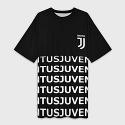 Футболка женская длинная Juventus pattern fc club steel, цвет: 3D-принт