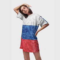 Футболка женская длинная Флаг России разноцветный, цвет: 3D-принт — фото 2