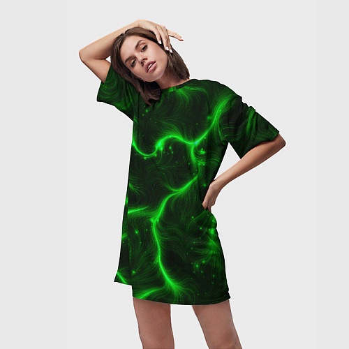 Женская длинная футболка Светящиеся волосяной узор / 3D-принт – фото 3