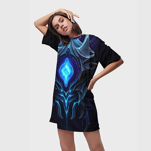 Женская длинная футболка Магическая синяя абстракция / 3D-принт – фото 3
