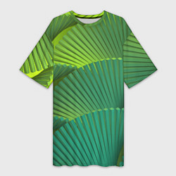 Футболка женская длинная Объемные веерные столбики, цвет: 3D-принт