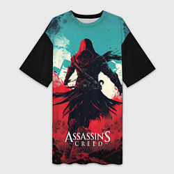 Футболка женская длинная Assassins creed ясное небо, цвет: 3D-принт