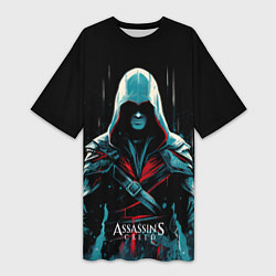 Футболка женская длинная Assassins creed ночной образ, цвет: 3D-принт