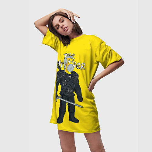 Женская длинная футболка Ведьмак симпсоны / 3D-принт – фото 3
