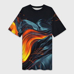 Футболка женская длинная Волнистая темная материя, цвет: 3D-принт