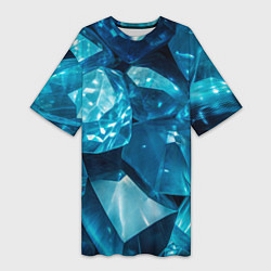 Женская длинная футболка Голубой камень апатит - текстура