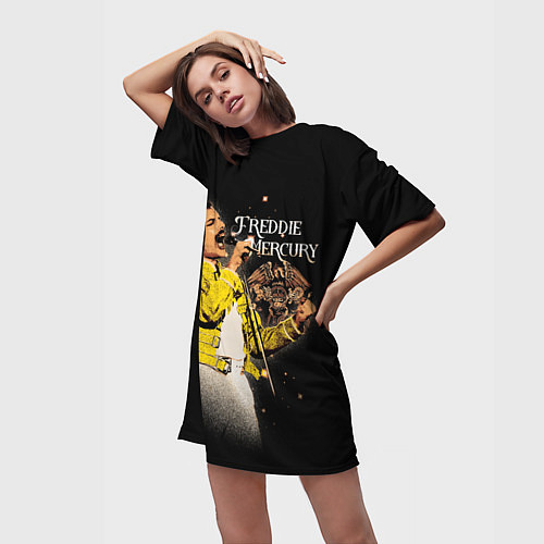 Женская длинная футболка Меркьюри Фредди / 3D-принт – фото 3