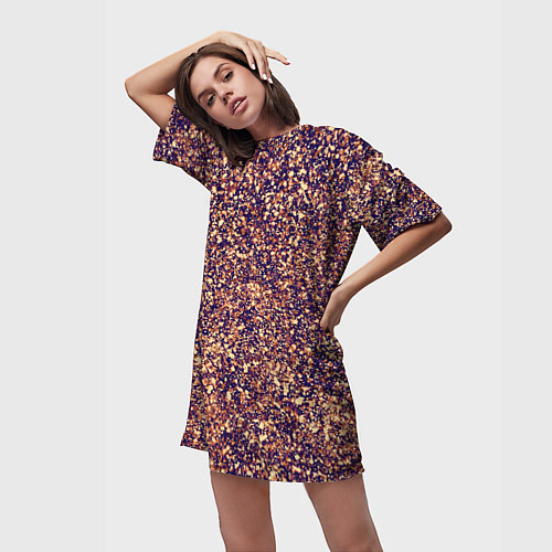 Женская длинная футболка Драгоценный фиолетово-медный абстракция / 3D-принт – фото 3