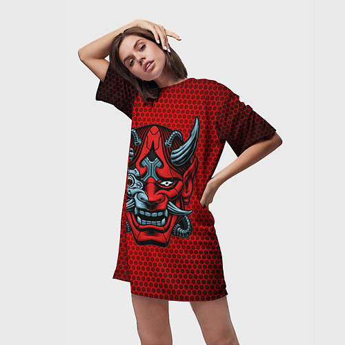 Женская длинная футболка Киберпанк 2077 самурай colored / 3D-принт – фото 3