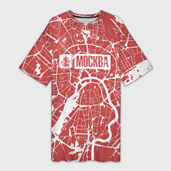 Футболка женская длинная Красная карта Москвы, цвет: 3D-принт
