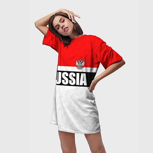 Женская длинная футболка Россия - униформа классическая с гербом / 3D-принт – фото 3