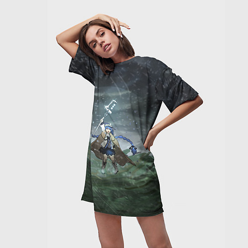 Женская длинная футболка Реинкарнация Безработного Roxy / 3D-принт – фото 3