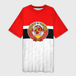 Футболка женская длинная Герб СССР - ретро цвета, цвет: 3D-принт