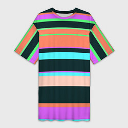 Женская длинная футболка Цветные разные полосы