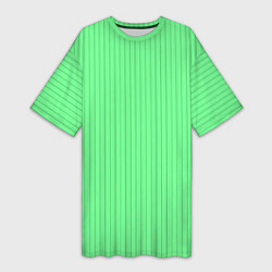 Футболка женская длинная Райский зелёный полосатый, цвет: 3D-принт