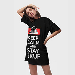 Футболка женская длинная Keep calm and stay skuf, цвет: 3D-принт — фото 2