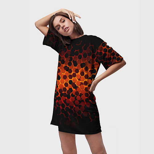 Женская длинная футболка Абстрактный летний узор / 3D-принт – фото 3