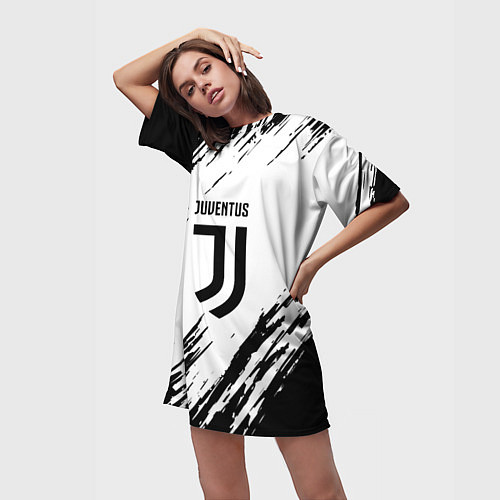 Женская длинная футболка Juventus краски / 3D-принт – фото 3