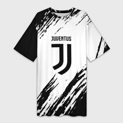Футболка женская длинная Juventus краски, цвет: 3D-принт