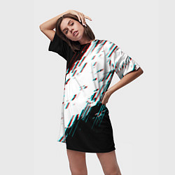 Футболка женская длинная Glitch effect, цвет: 3D-принт — фото 2