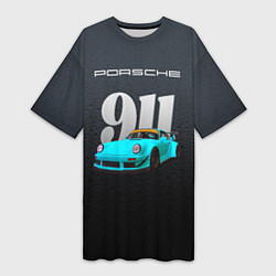 Футболка женская длинная Porsche 911 спортивный автомобиль, цвет: 3D-принт