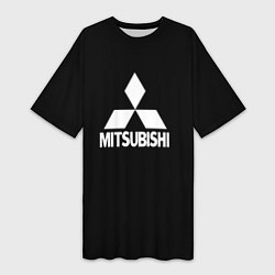 Футболка женская длинная Mitsubishi logo white, цвет: 3D-принт