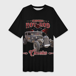 Футболка женская длинная Классический хот-род в rat стиле, цвет: 3D-принт