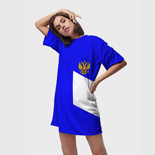 Женская длинная футболка Россия спортивный стиль / 3D-принт – фото 3