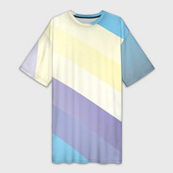 Футболка женская длинная Паттерн цветные волны - color waves, цвет: 3D-принт