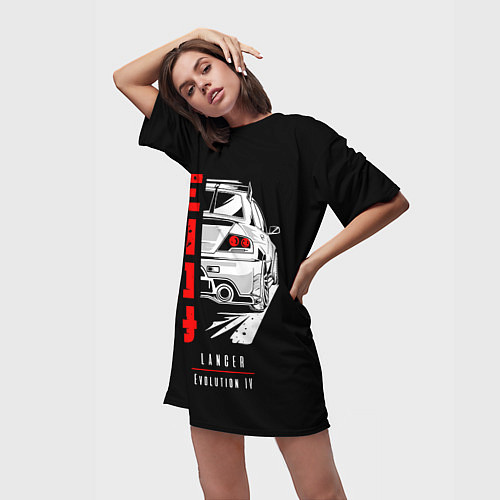 Женская длинная футболка Mitsubishi Lancer - Evolution 4 / 3D-принт – фото 3