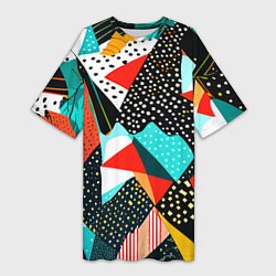 Футболка женская длинная Abstract patchwork - ai art, цвет: 3D-принт