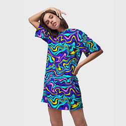 Футболка женская длинная Psychedelic multicolored pattern, цвет: 3D-принт — фото 2