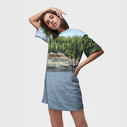 Футболка женская длинная Троицко-байновское месторождение глины, цвет: 3D-принт — фото 2