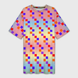 Футболка женская длинная Тетрис импровизированный, цвет: 3D-принт