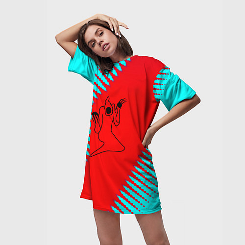 Женская длинная футболка Kizaru abstract rap / 3D-принт – фото 3