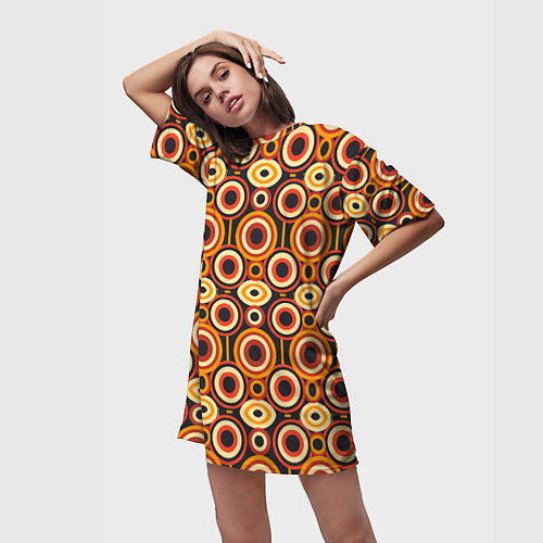 Женская длинная футболка Африканские узоры круги / 3D-принт – фото 3