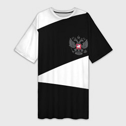 Футболка женская длинная Герб РФ геометрия текстура, цвет: 3D-принт