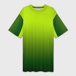 Футболка женская длинная Яркий зеленый градиентный комбинированный узор, цвет: 3D-принт
