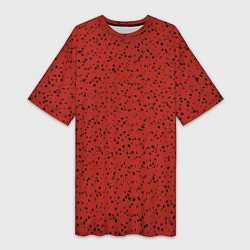 Женская длинная футболка Тёмный красный мелкими пятнами