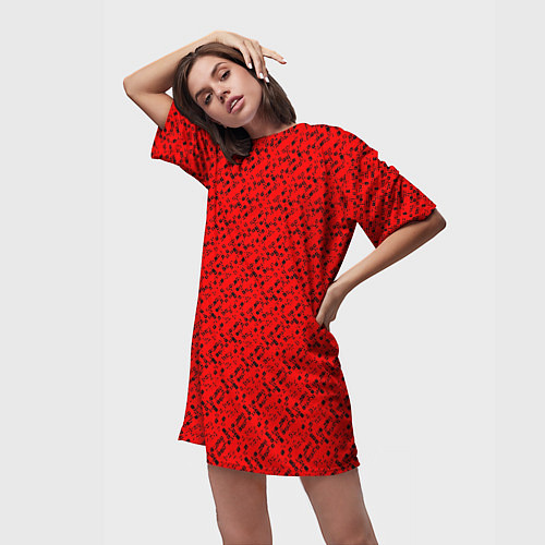 Женская длинная футболка Красный морковный текстурированный / 3D-принт – фото 3