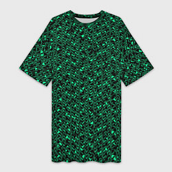 Женская длинная футболка Чёрно-зелёный абстрактная текстура