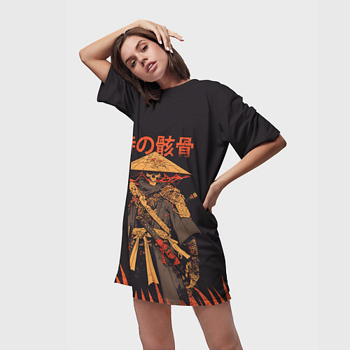 Женская длинная футболка Самурай нежить / 3D-принт – фото 3
