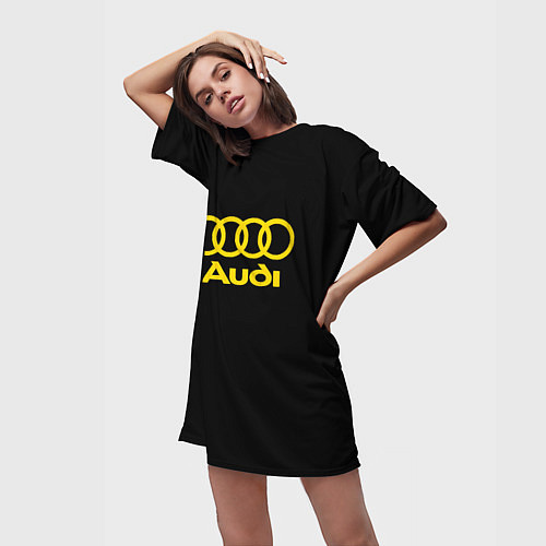 Женская длинная футболка Audi logo yellow / 3D-принт – фото 3