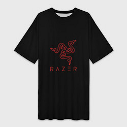 Футболка женская длинная Razer red logo, цвет: 3D-принт