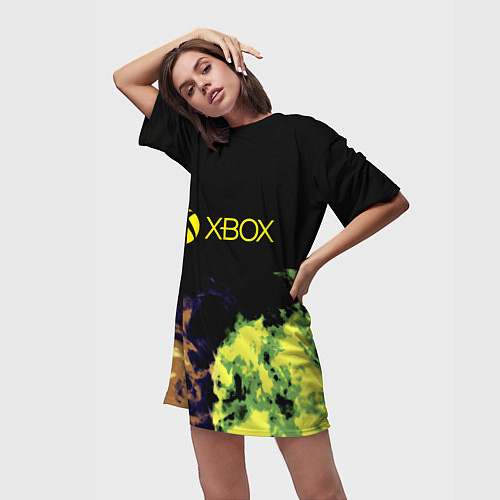 Женская длинная футболка Xbox game flame / 3D-принт – фото 3